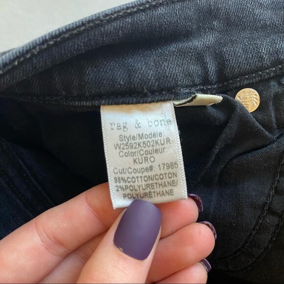 Rag & Bone Black Raw Hem Ankle Jeans‎ - Picture 5 of 6